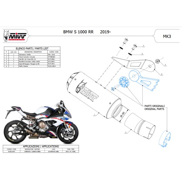 MIVV Auspuff - SLIP-ON - MK3 - CARBON fr BMW S 1000 RR Bj. 2019 > 2023 - B.036.LM3C
