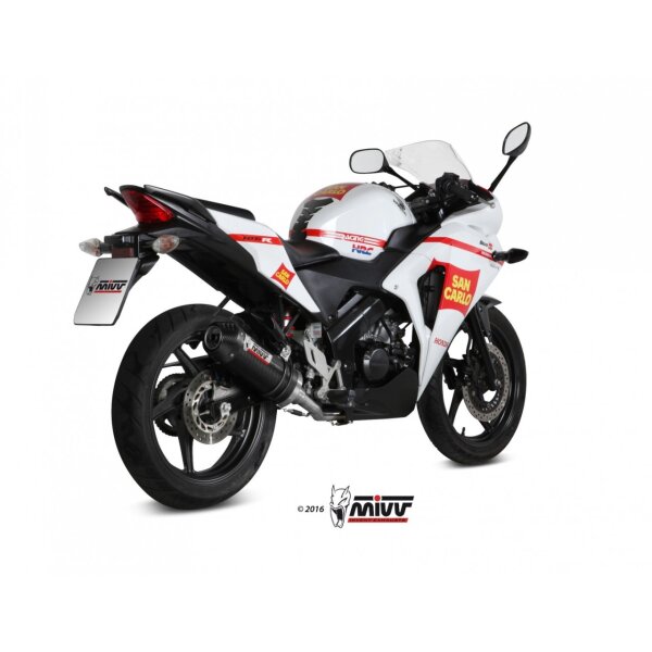 MIVV Auspuff - Komplettanlage 1x1 - OVAL - CARBON mit Carbon Endkappe fr HONDA CBR 125 R Bj. 2011 > 2016 - H.060.L3C