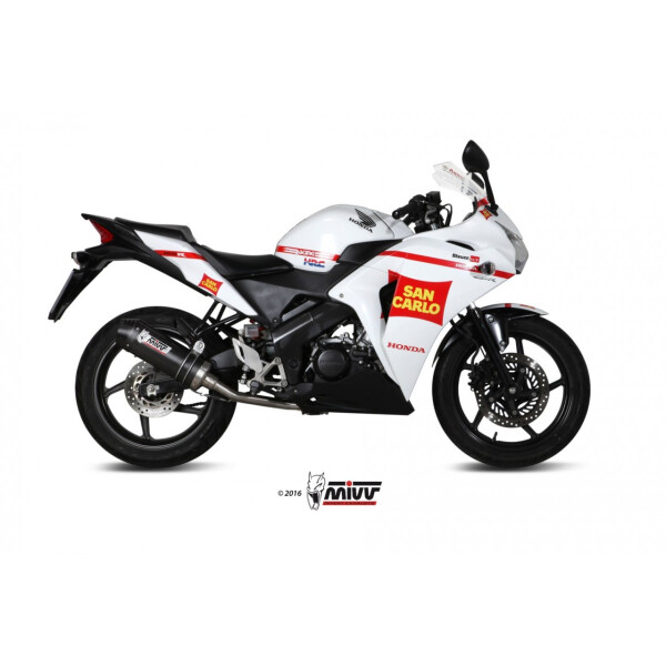 MIVV Auspuff - Komplettanlage 1x1 - OVAL - CARBON mit Carbon Endkappe fr HONDA CBR 125 R Bj. 2011 > 2016 - H.060.L3C