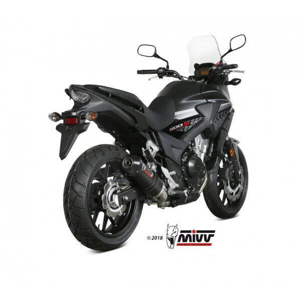 MIVV Auspuff - SLIP-ON - OVAL - CARBON mit Carbon Endkappe fr HONDA CB 500 X Bj. 2017 > 2020 - H.067.L3C