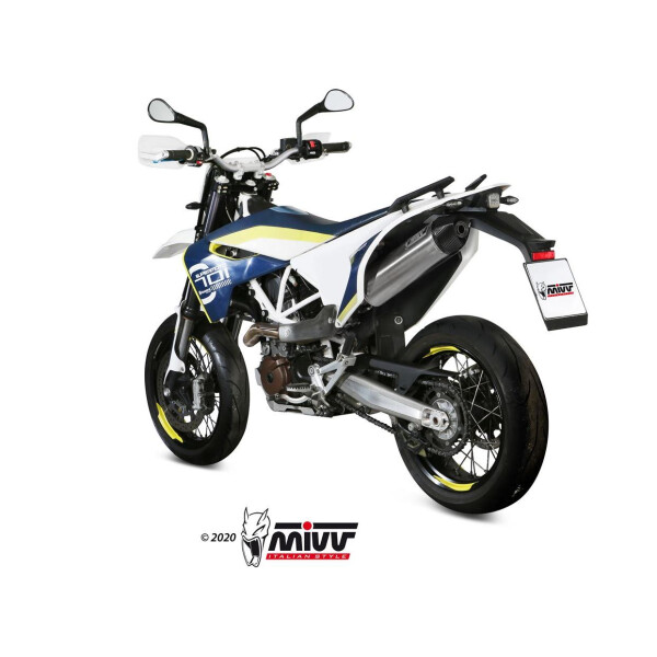 MIVV Auspuff - SLIP-ON - OVAL - TITAN mit Carbon Endkappe fr HUSQVARNA 701 ENDURO / SUPERMOTO Bj. 2017 > 2020 - HU.001.L4C
