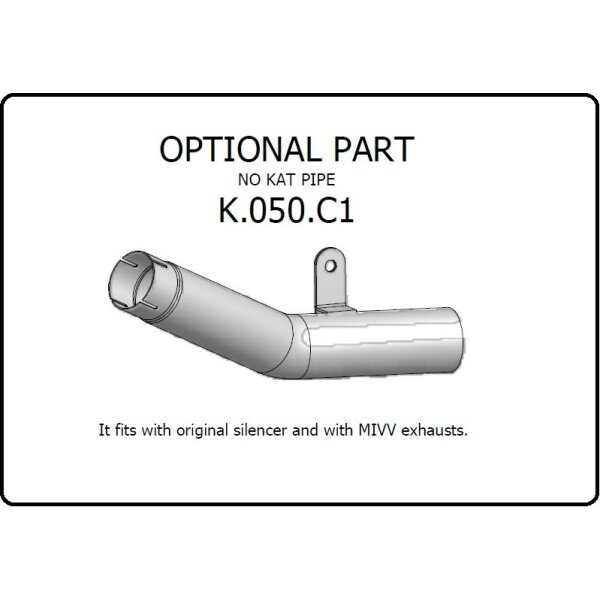 MIVV Auspuff - Kat-Ersatzrohr, kompatibel mit MIVV und Original Auspuff - - - - für KAWASAKI ZX-6 R 636 Bj. 2019 > 2020 - K.050.C1