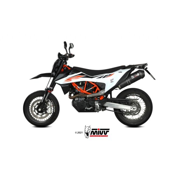 MIVV Auspuff - SLIP-ON - OVAL - BLACK mit Carbon Endkappe fr KTM 690 SMC R Bj. 2019 > 2020 - KT.023.LVC