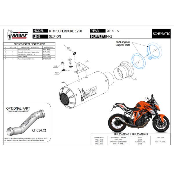 MIVV Auspuff - SLIP-ON - MK3 - CARBON fr KTM 1290 SUPERDUKE Bj. 2014 > 2019 - KT.014.LM3C