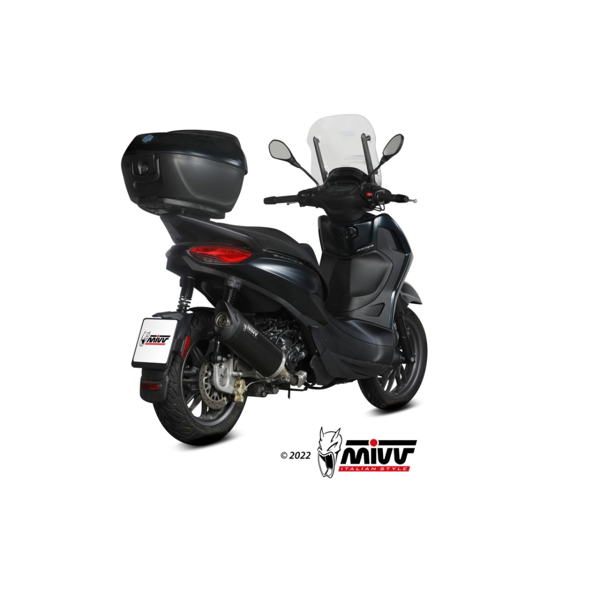 Arrow Komplettanlage Für Piaggio Vespa GTS 300 - Aluminium Schwarz Ohne Kat