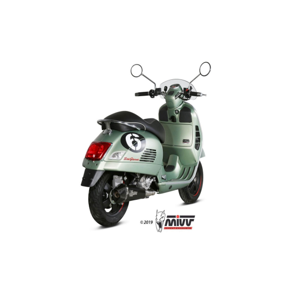 MIVV-KOMPLETTANLAGE 1x1 DELTA RACE - Edelstahl Schwarz für PIAGGIO - VESPA GTS 300 BJ. 2008 > 2020 - P.008.LDRB