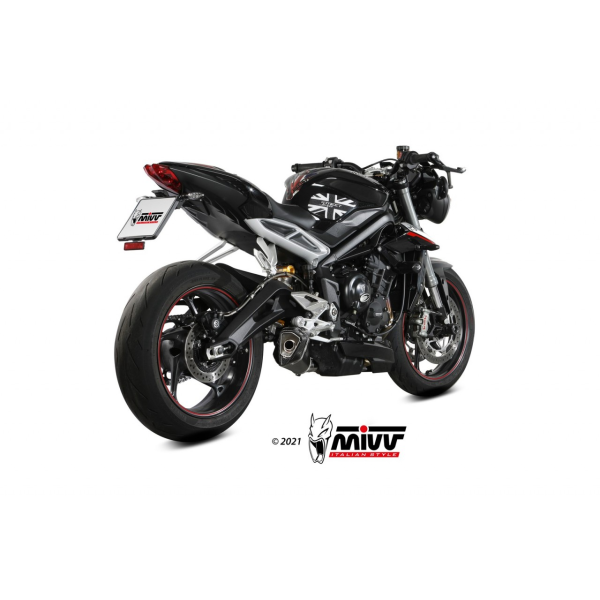 MIVV-SLIP-ON DELTA RACE - Edelstahl Schwarz für TRIUMPH - STREET TRIPLE 765 R / RS BJ. 2017 > 2022 - T.019.LDRB