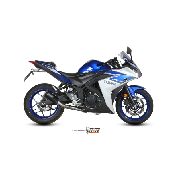 MIVV-Komplettanlage 2x1 - MK3 - Edelstahl Schwarz für YAMAHA - YZF R3 BJ. 2015 > 2024 - X.YA.0008.SM3B