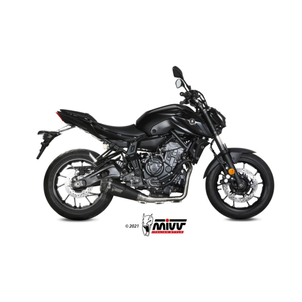 MIVV-KOMPLETTANLAGE 2x1 DELTA RACE - Edelstahl Schwarz für YAMAHA - MT-07 / FZ-07 BJ. 2014 > 2020 - Y.044.LDRB