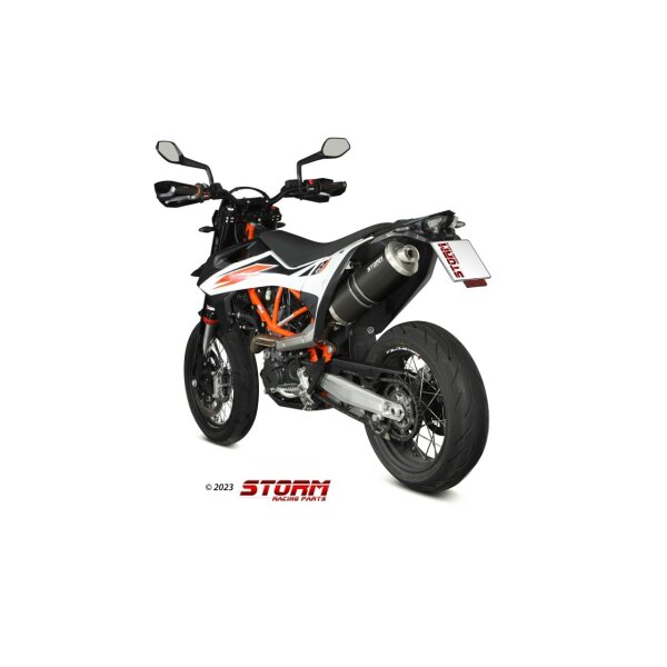 STORM by MIVV - SLIP-ON - OVAL - EDELSTAHL SCHWARZ fr KTM - 690 SMC R BJ 2021 > 2023 - KT.023.LX2B-STORM