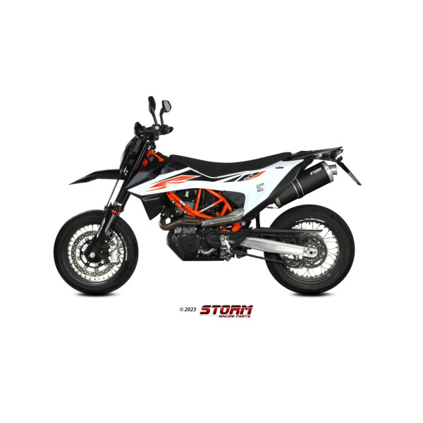 STORM by MIVV - SLIP-ON - OVAL - EDELSTAHL SCHWARZ fr KTM - 690 SMC R BJ 2021 > 2023 - KT.023.LX2B-STORM