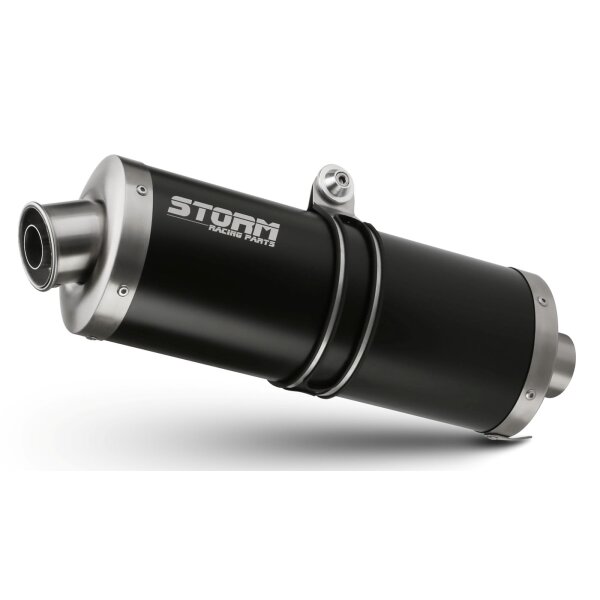 STORM by MIVV - SLIP-ON - OVAL - EDELSTAHL SCHWARZ fr SUZUKI - GSF 650 BANDIT BJ 2007 > 2015 - S.030.LX2B-STORM