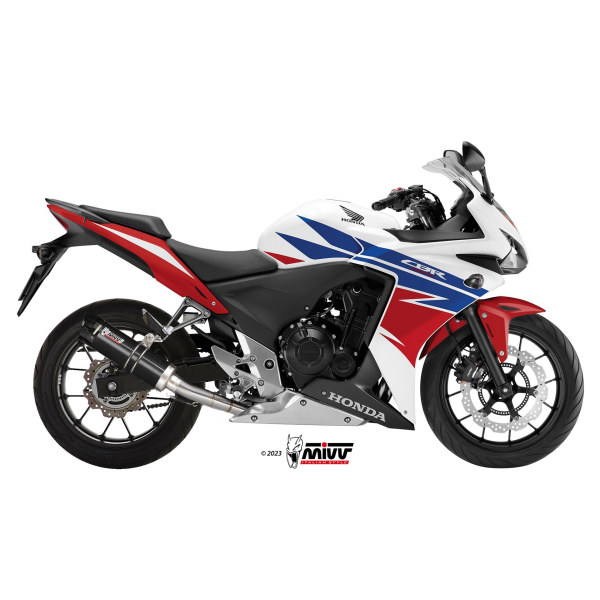 MIVV-SLIP-ON GP - Edelstahl Schwarz mit Carbon Endkappe für HONDA - CB 500 F / X BJ. 2013 > 2015 - H.051.LXBC