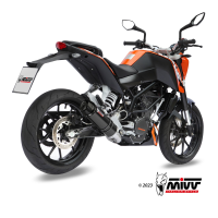 MIVV-Komplettanlage 1x1 GP - Edelstahl Schwarz mit Carbon Endkappe für KTM - 200 DUKE BJ. 2012 > 2014 - KT.009.LXBC