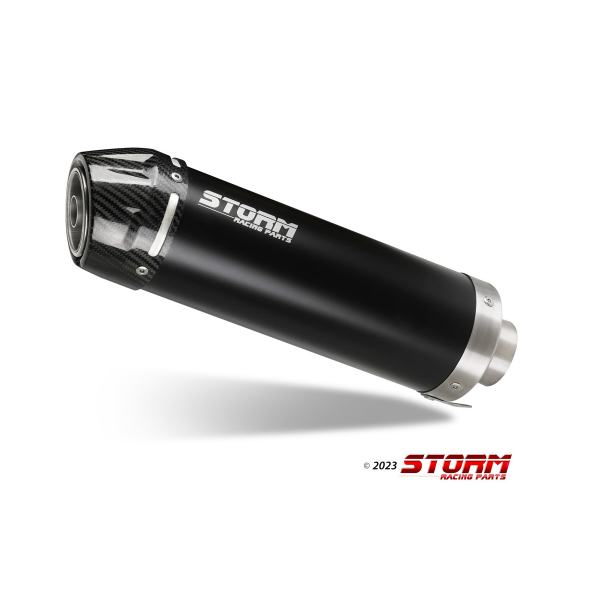 STORM by MIVV- FULL SYSTEM 1x1 GP Edelstahl schwarz mit Carbonendkappe für YAMAHA YZF R125 Bj. 2008 > 2013