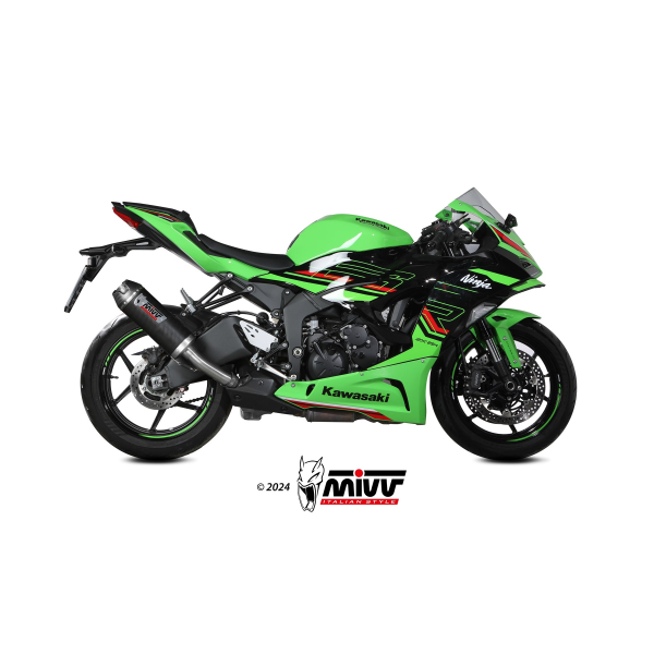 MIVV-SLIP-ON AK1 - Carbon mit Carbon Endkappe für KAWASAKI - NINJA ZX-6 R BJ. 2021 > 2025 - K.050.L3K