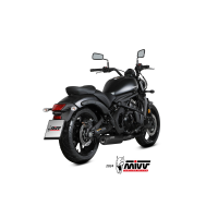 MIVV-KOMPLETTANLAGE 2x1 HR-1 - Edelstahl Schwarz mit Carbon Endkappe für KAWASAKI - VULCAN S BJ. 2017 > 2023 - K.060.SH1BGN