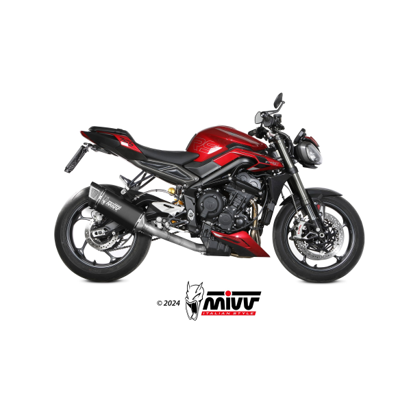 MIVV-Komplettanlage 3x1 SR1 - Titan Schwarz für TRIUMPH - STREET TRIPLE 765 R / RS BJ. 2023 > 2024 - T.026.LR1TB