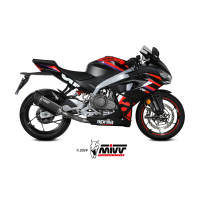 MIVV-KOMPLETTANLAGE 2x1 SR-1 - Edelstahl Schwarz für APRILIA - RS 457 BJ. 2024 > 2025 - A.021.LR1XB
