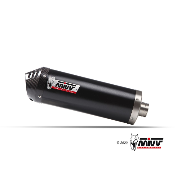 MIVV-SLIP-ON OVAL - Edelstahl Schwarz mit Carbon Endkappe für SYM - ADX TG 400 BJ. 2025 > 2025 - SY.004.LVC